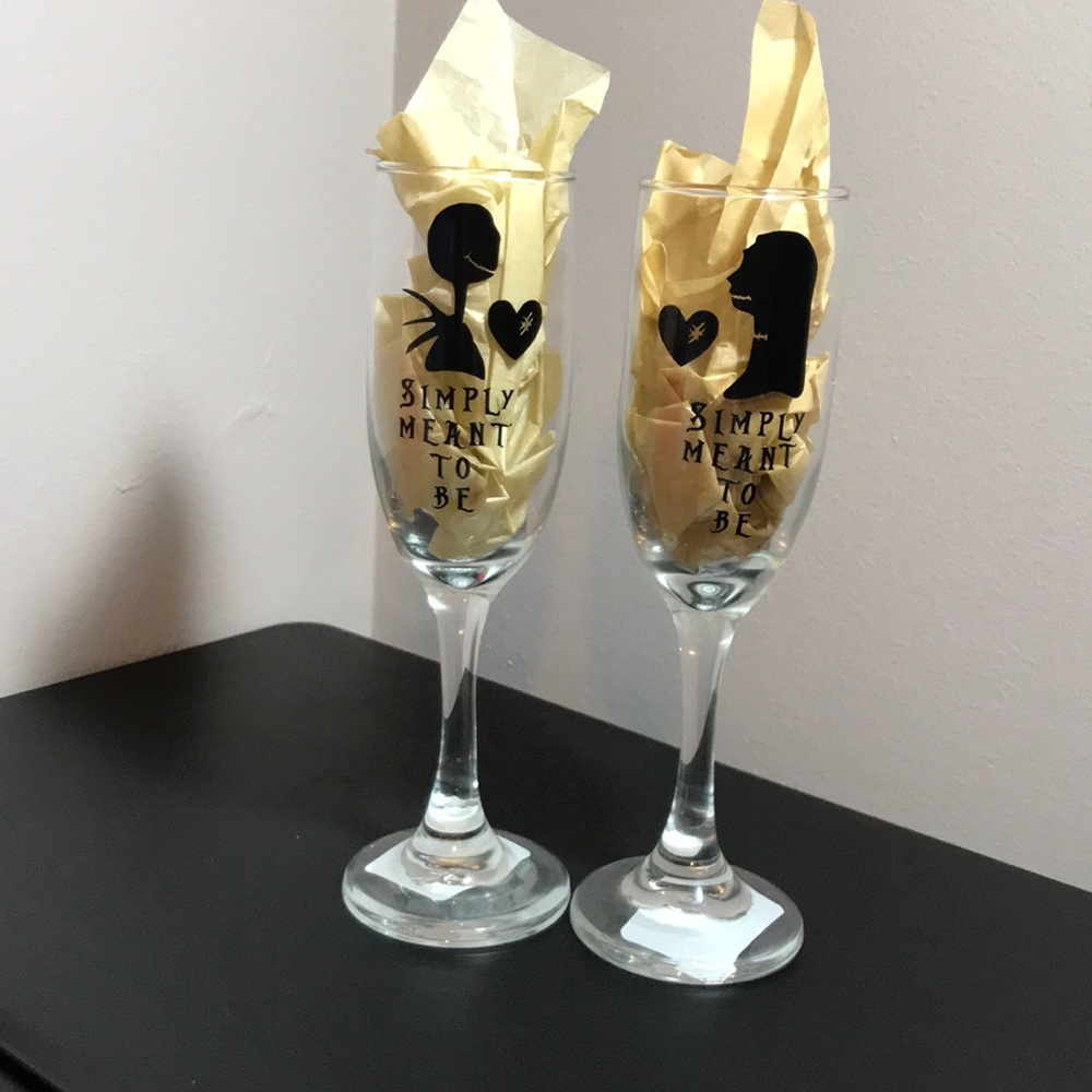 Jack and Sally Champagne glasses
